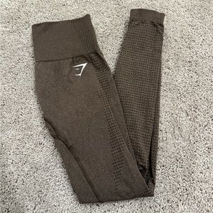 GYMSHARK vital seamless 2.0 leggings, BROWN, size SMALL